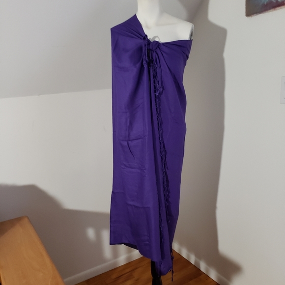 ECHO Deep Purple Rayon Large Scarf with Fringe. - Picture 7 of 14